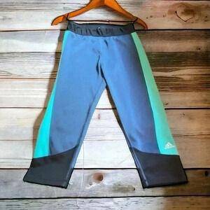 Adidas Climalite Capri Legging Womens Small Blue Green Black Colorblock